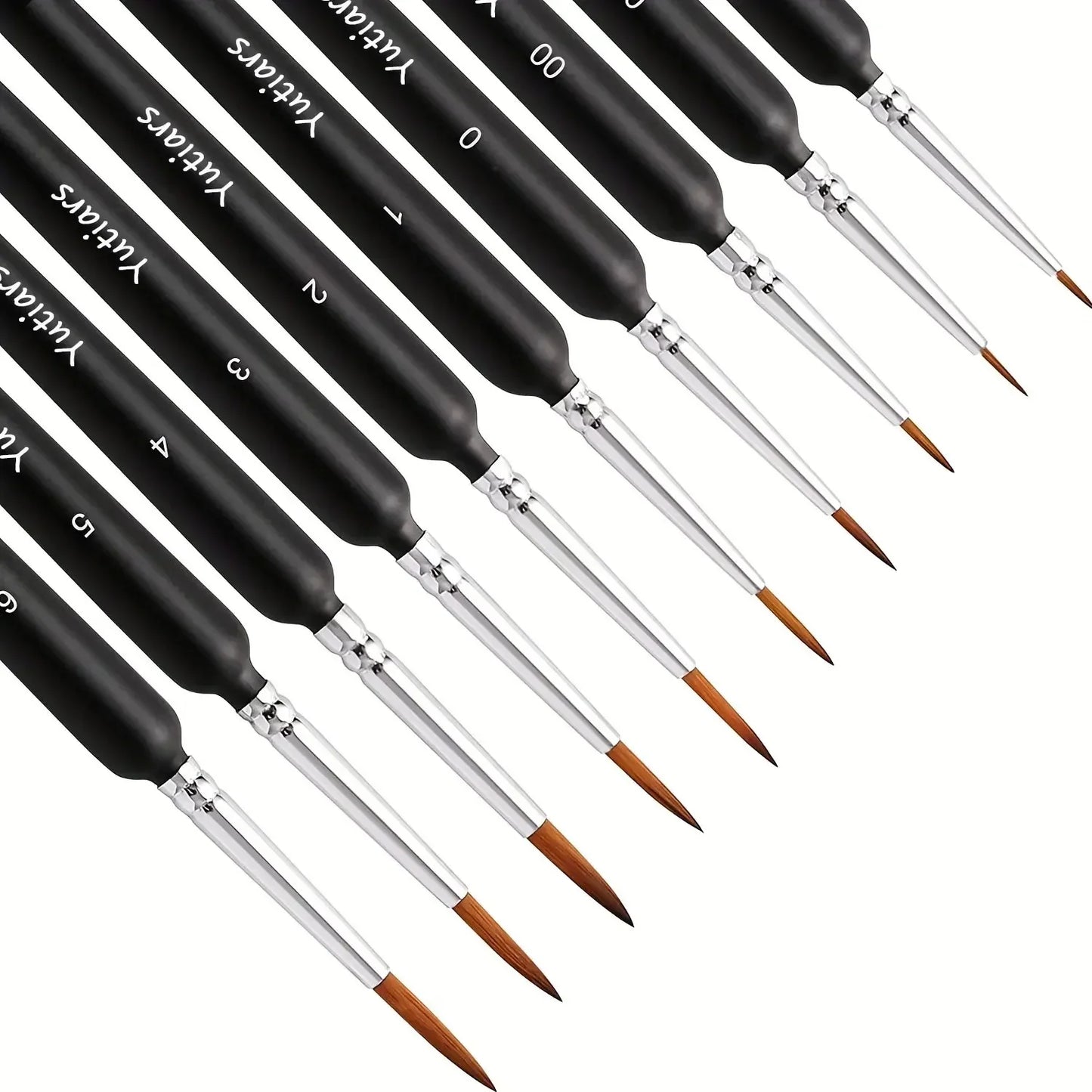 10pcs Micro Brushes Fine Detail Nib Brush Set With Ergonomic Handle,Oil,Watercolor,Face,Nail,Scale Model Painting,Line Drawing