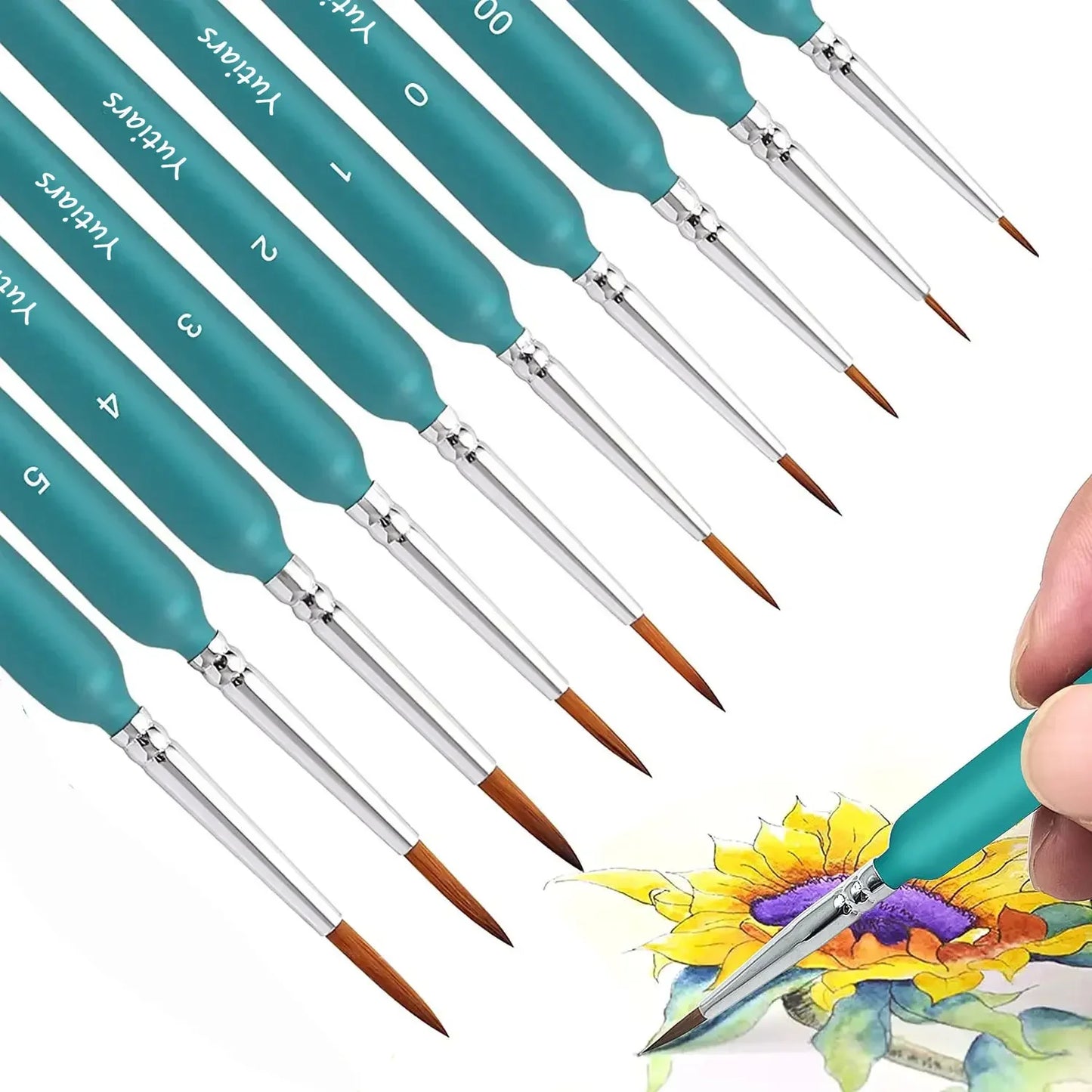 10pcs Micro Brushes Fine Detail Nib Brush Set With Ergonomic Handle,Oil,Watercolor,Face,Nail,Scale Model Painting,Line Drawing